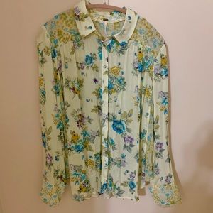 Free People Floral Ivory Blouse, New with Tags